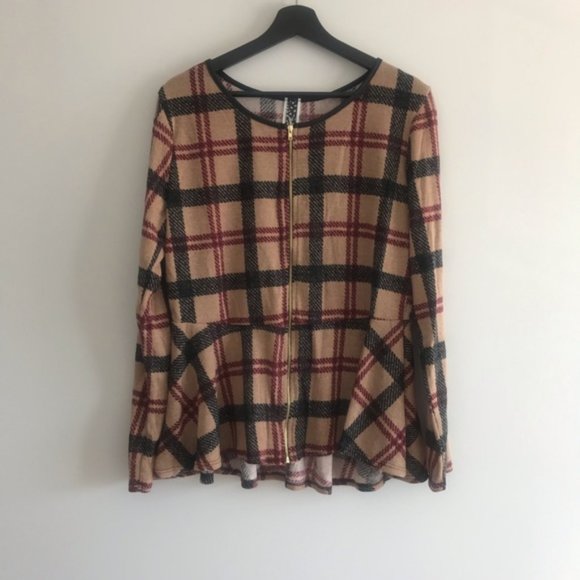 PEPLUM JACKET STYLE TOP - 1XL, 2XL, and 3XL Sizes Available - Picture 2 of 4